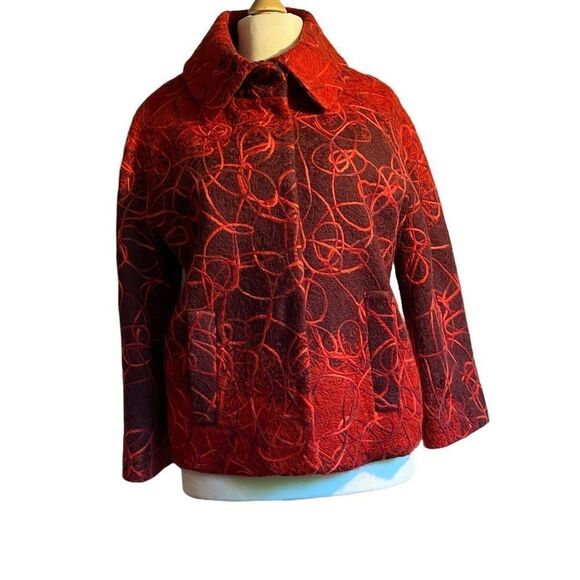 Vintage PIAZZA SEMPIONE Wool Orang Print Jacket Size IT 42 New 0203 - Picture 1 of 11